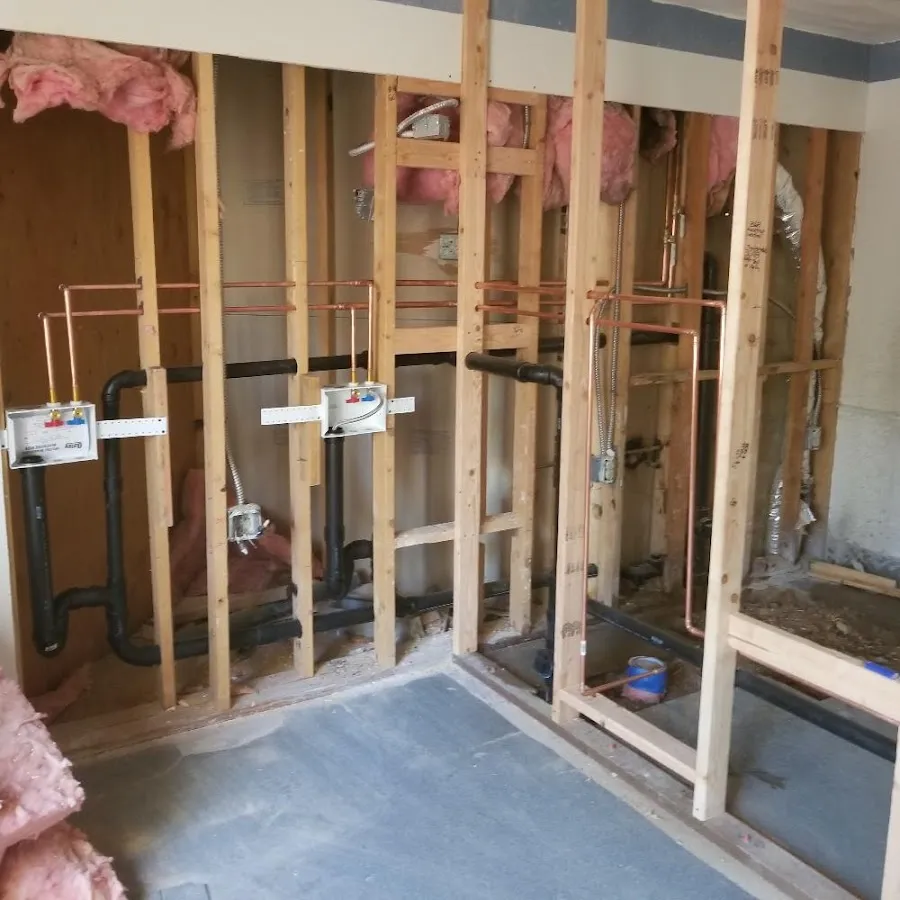 Copper pipe rough-in and plumbing installation in Deerfield